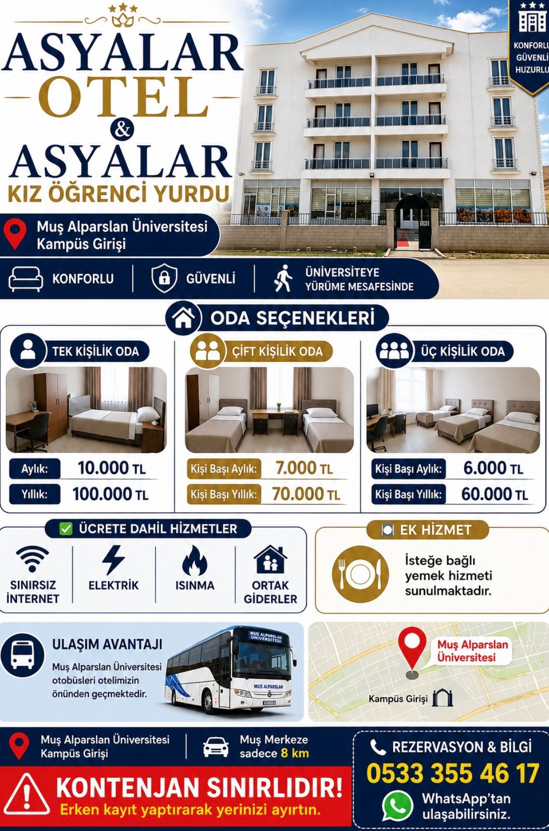 Asyalar Otel oda seçenekleri afişi